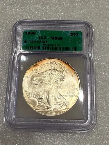 1996 Silver Eagle ICG MS 69 ~ GOLDEN BEAUTY ~ TONED