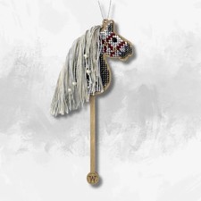 DIY Wooden Bead Embroidery Kit Grey Stick Horse Double-Sided unique gift
