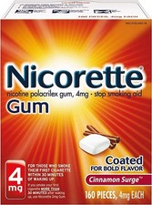 Nicorette 4mg Cinnamon Surge Nicotine Gum 160 Ct   Quit Smoking Aid