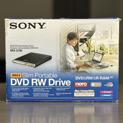 Sony DRX-S70U External Rewriteable DVD/CD Drive Black Slim Portable - New