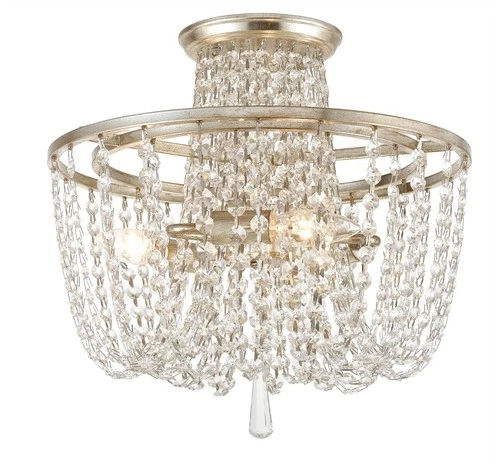 Crystorama Arcadia 15" Wide Antique Silver Ceiling Light - Picture 3 of 5