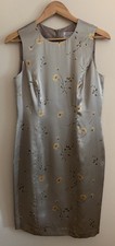 Adrianna Papell Women’s Champagne Gold Floral 100% Silk Dress Lined 90s Y2K