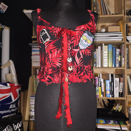 Festival Hippy Top Remade By Blink Friction Red Adjustable Straps Patches RIP - Picture 8 of 8