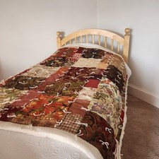 HANDMADE Quilt Patchwork Muslin Backing Tied Country Farmhouse Cottage 48 x 60