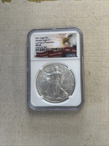 2021 $1 Type 1 American Silver Eagle NGC MS69 Brown Label