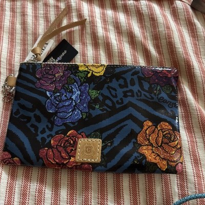 New with tags Consuela Rosita Zipper Pouch Purse Floral Roses Print 7.5'' X 4.5''