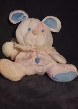 VTG Fisher Price Puffalump Puppy Dog Nylon Stripes Pink Blue-HTF