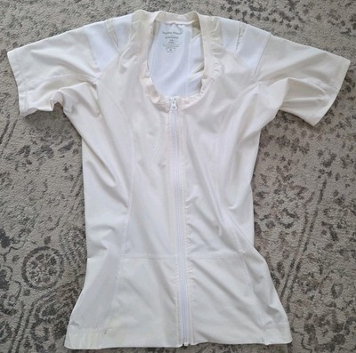 ALIGNMED Postural Fitness Shirt Zipper for Women White Posture Shirt Size Large