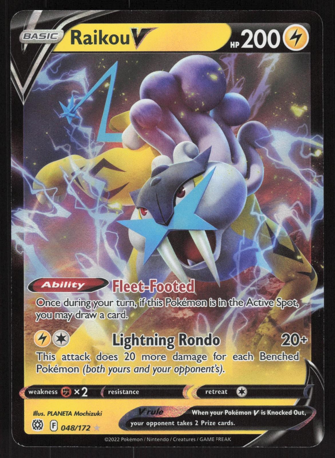 Raikou V 048/172 Holo V Rare Brilliant Stars Pokemon Near Mint