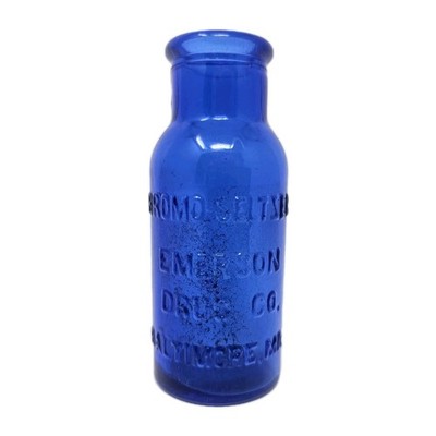 Bromo-Seltzer Cobalt Blue Emerson Drug Co. Baltimore MD Sample Size Bottle Lot