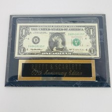 Gone with the Wind Rhett & Scarlett 60th Anniversary Plaque $1 Bill New