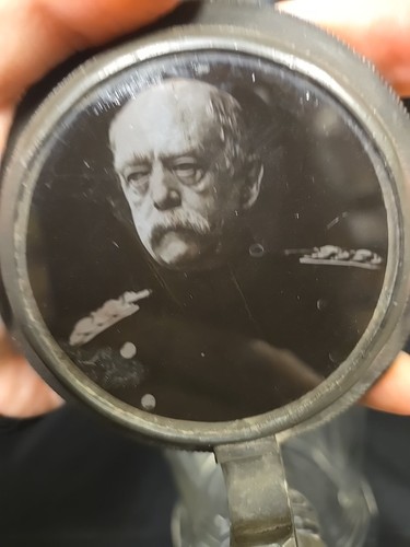 Antique German Glass Beer Stein Lead Otto Von Bismarck Late 1800s - Picture 5 of 24