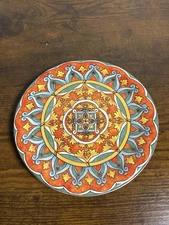 World Market Orange Medallion Plate Ceramic Italy Appetizer 