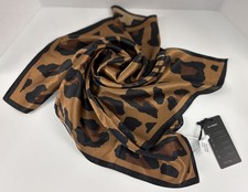 Silk Silky 26 Square Scarf Leopard Print 100 Silk Classic Chic NWT