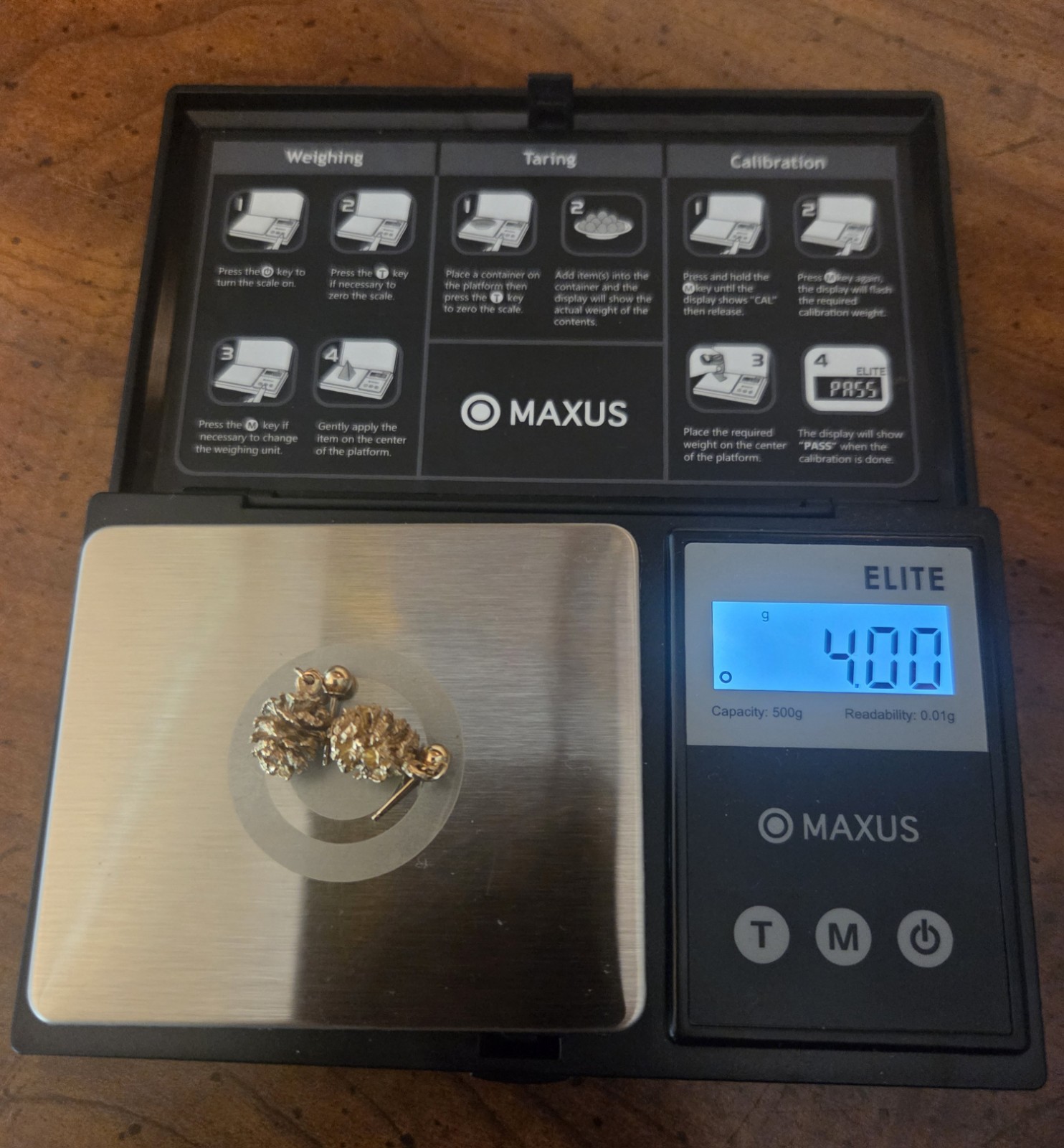 Solid 14k Gold Pinecone Dangle Earrings 4 Grams - image 6