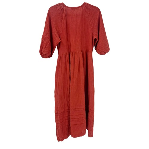 Madewell Midi-Wickelkleid V-Ausschnitt Marianna Puffärmel Etrusker Ton Gr. S Neu mit Etikett - Bild 6 von 14