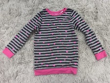 Jumping Beans Girls sz 4 Black  Gray Stripe Heart Long Sleeve Sweatshirt