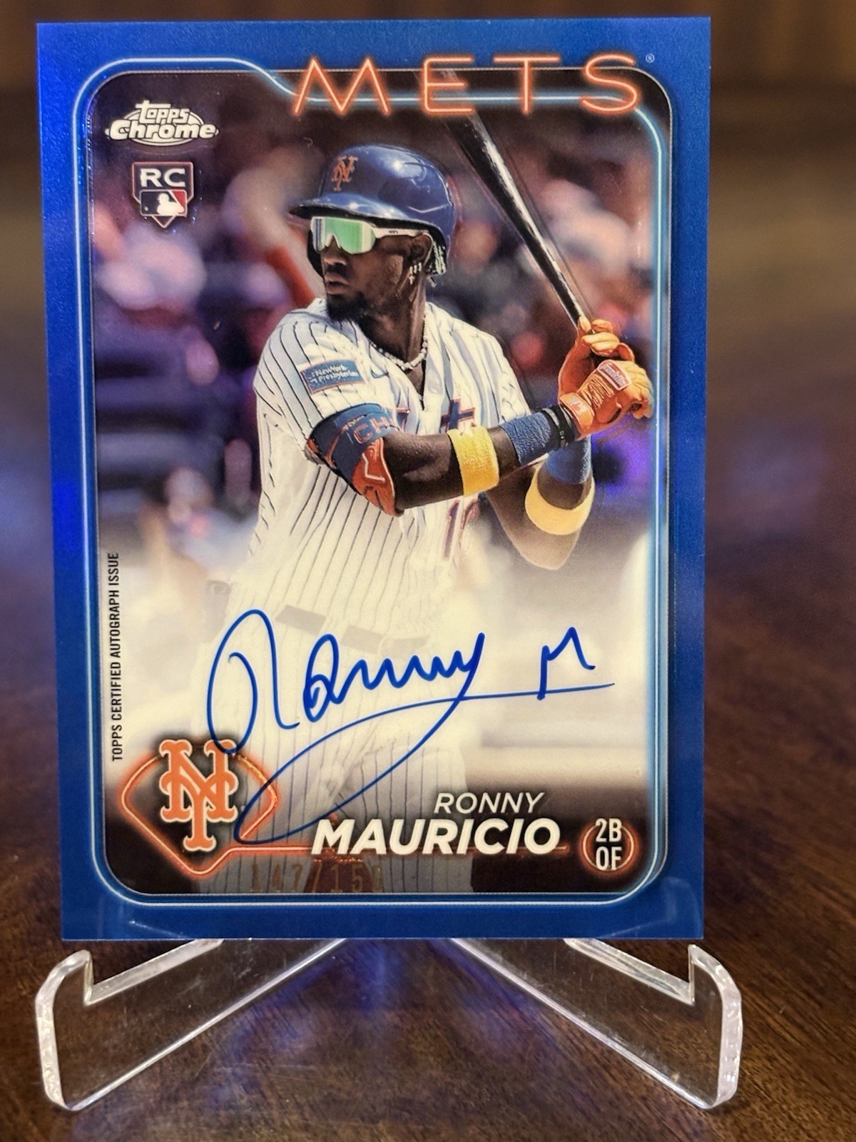 2024 Topps Chrome Ronny Mauricio Blue Refractor RC Auto /150 #RA-RM Mets
