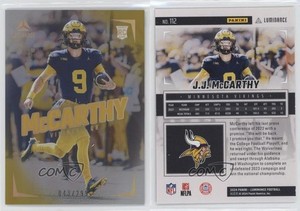 2024 Panini Luminance Rookies Gold /299 JJ McCarthy #112 Rookie RC