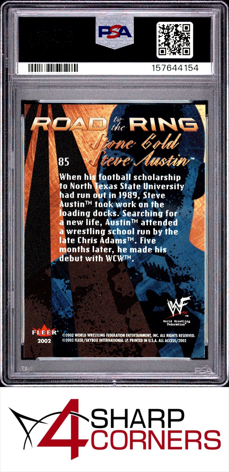 2002 FLEER WWF ALL ACCESS #85 STONE COLD STEVE AUSTIN POP 2 PSA 8 view 2