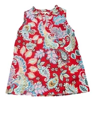 Talbots Split V Tank Red Paisley Floral    Size Small