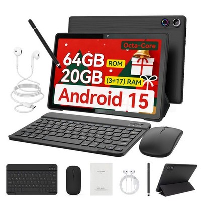 2026 Tablet 10.1 Zoll Android 15 mit 20GB RAM 64GB ROM Bluetooth Dual Kamera