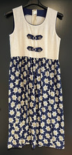 Children's traditional dirndl sleeveless beige, blue floral size 146/152