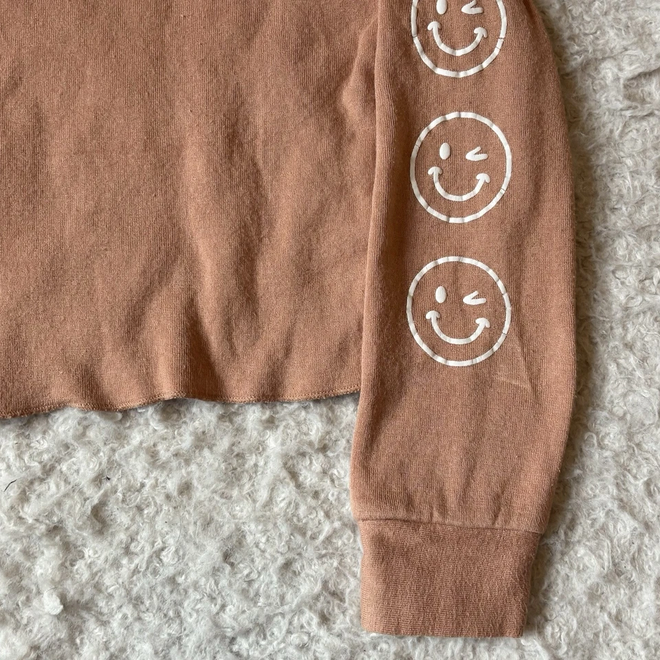 Limited Too Y2K Kids Girls Size 8 Orange Smiley Faces Long Sleeve Shirt - Image 2 of 4