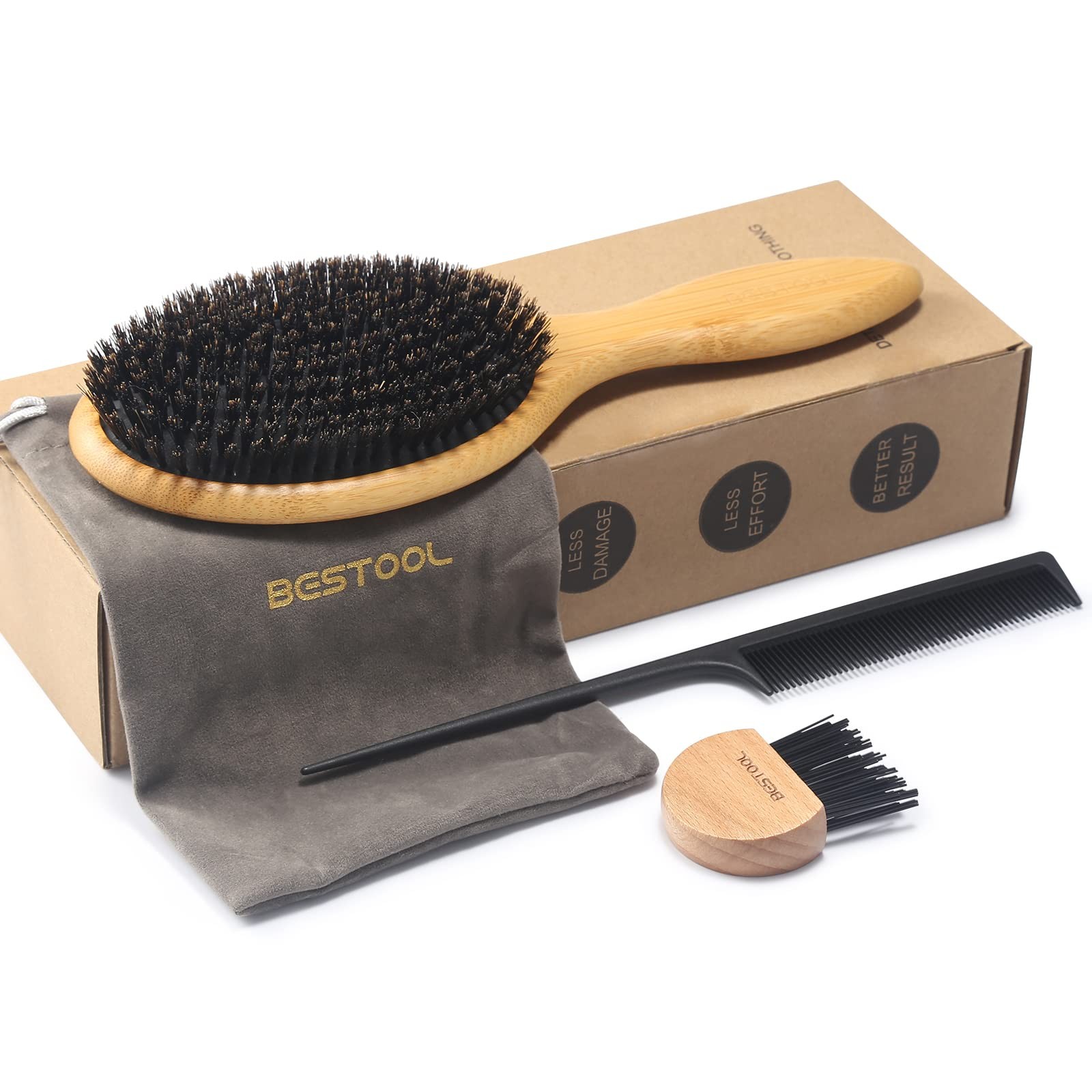 Brosse en poils de sanglier pour enlever les noeuds sans casser le cheveu