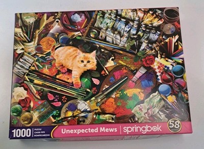 Springbok  Unexpected Mews   1000 Piece Jigsaw Puzzle -Complete Orange Cat Art