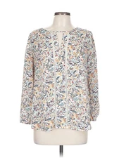 Collective Concepts Women Ivory Long Sleeve Blouse L