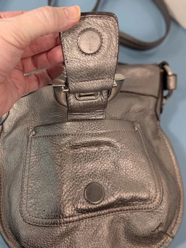 B Makowsky Silver Pebbled Soft Leather Small Convertible Crossbody Shoulder Bag - Picture 6 of 16