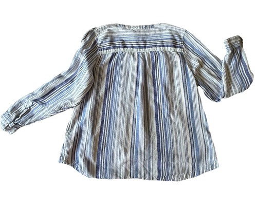 Croft & Barrow Ladies Linen Blue Shirt Blouse Button Tab Long Sleeve Size XL - Picture 16 of 16