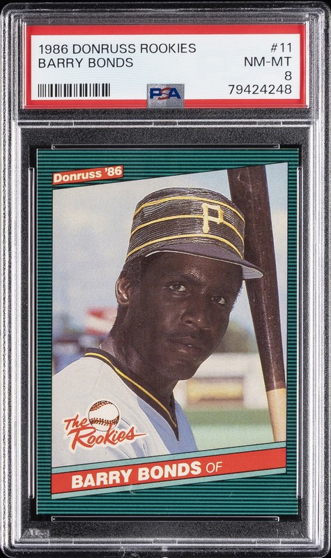 1986 DONRUSS ROOKIES #11 BARRY BONDS ROOKIE RC PSA 8