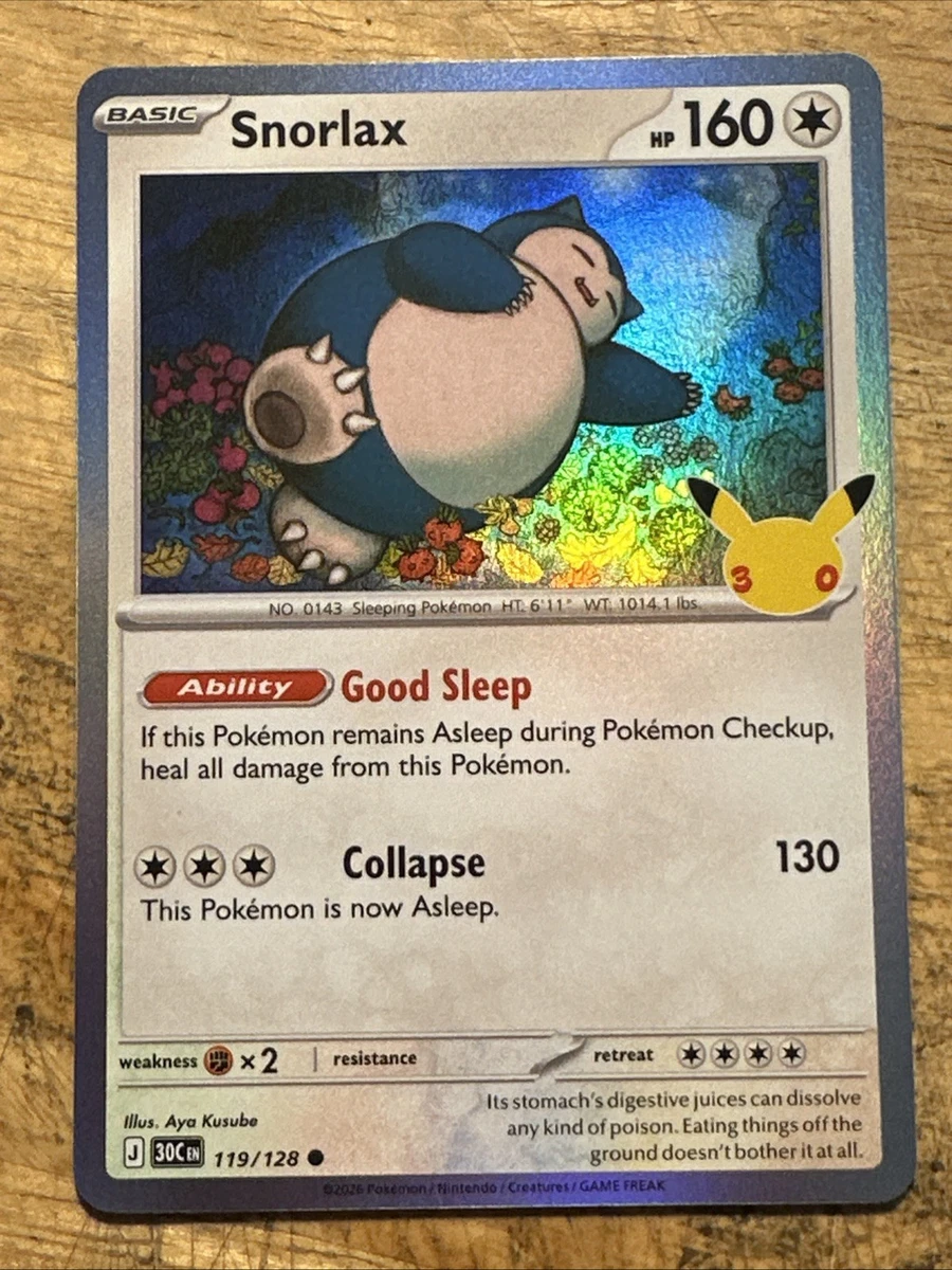 Snorlax 119/128 Holo 30C EN 30th Anniversary NM/M Pokemon Card
