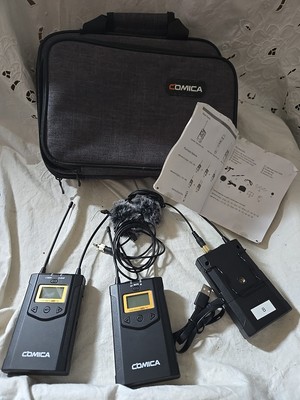 Comica CVM-WM100-PLUS RX  Wireless Microphone system Case Mic USB Cable 
