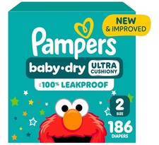 Pampers Diapers - Baby Dry - Size 2, 186 Count, Absorbent Disposable