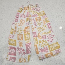 Sienna Sky Women's Relaxed Wide Leg White Floral Pants Size L Vacation Bohemian