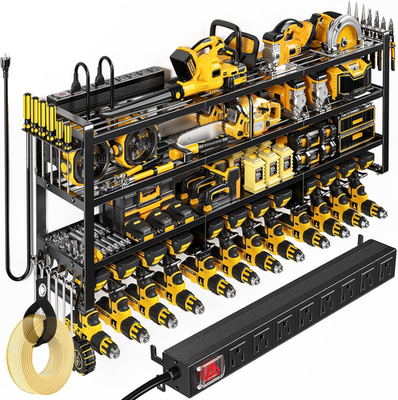 #ad 49.5quot; W Large Power Tool Organizer Wall Mount with Charging Station 4 Tier Heav $177.83