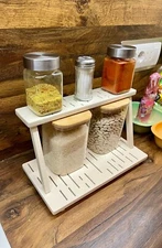 Wooden Spice Stand and Jar Rack / Organizer on 2 Tiers