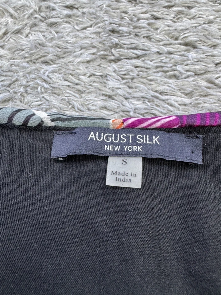 Blusa tropical floral vibrante acuarela acuarela pequeña de seda August para mujer Foto 3 de 4