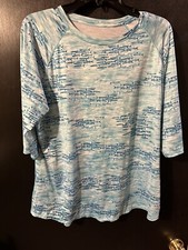 Men's Reel Legends Performance Reel Tec Shirt Blue w Fish Size XL Youth