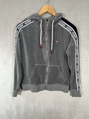 Tommy Hilfiger Sport Gray with Stripe Zip Up Hoodie Jacket