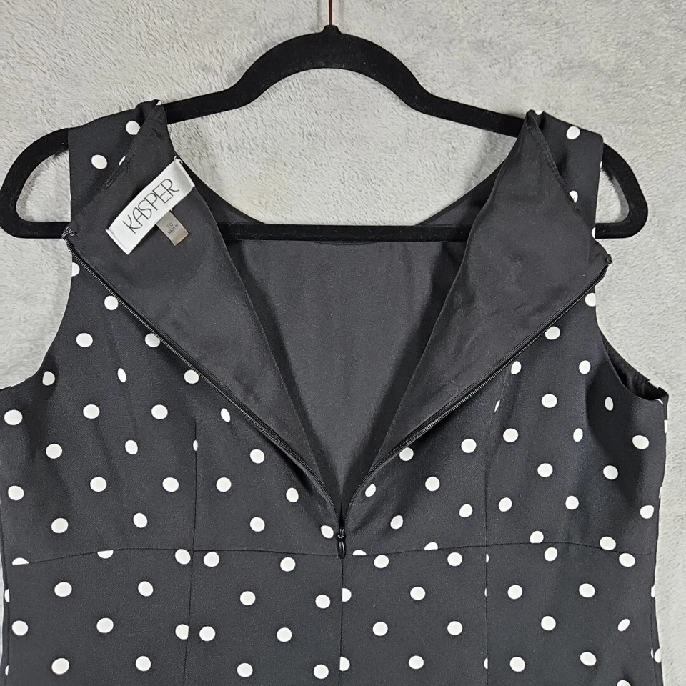 Vestido midi para mujer KASPER negro, blanco a lunares sin mangas línea A talla 10 nuevo sin etiquetas  Foto 3 de 4