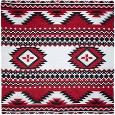 Wyoming Traders Wild Rag Southwest Print Red / Black 100% Silk Scarf - 34.5"