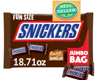 Snickers Fun Size Chocolate Bars, 18.71 oz Jumbo Candy Bag - USA