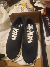 Brand New Size 7.5 Chaps Men's Navy Canvas Lace-Up Casual Dress Shoe Memory Foam