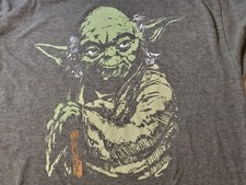 Vintage STAR WARS YODA T-Shirt XL Mad Engine Green on Gray