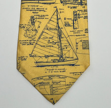 Alynn 100% Silk Tie Necktie Neckwear "SAIL PLANS" 57"L x 3.75W Made in USA