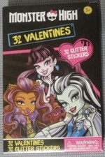Monster High 32 Valentines 32 Glitter Stickers